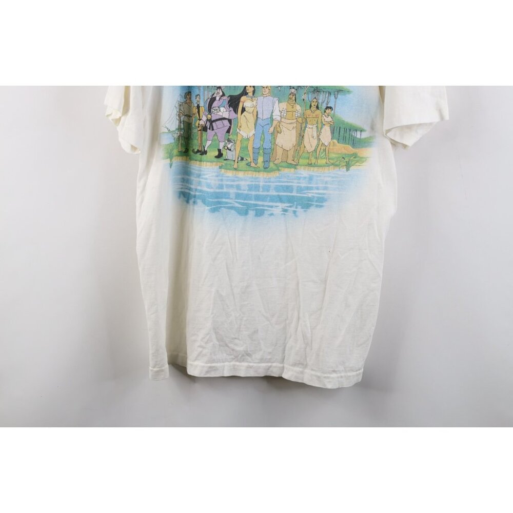Vintage 90s Disney Pocahontas Mens XL Distressed Spell Out Short Sleeve T-Shirt - Picture 3 of 14
